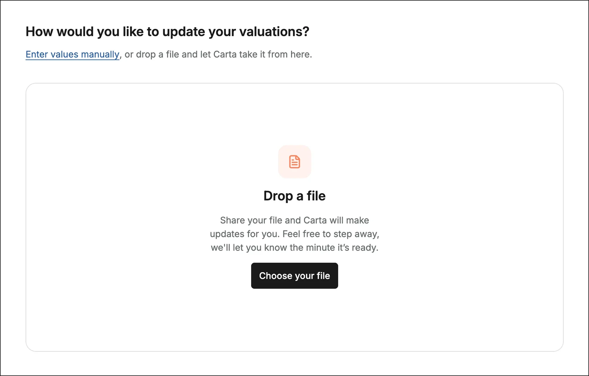 Valuations Update Tool: upload statements