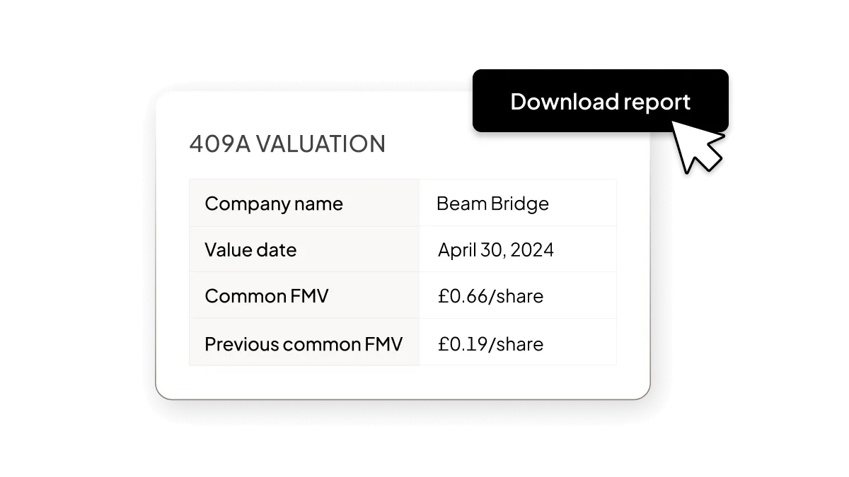 UI of 409a summary