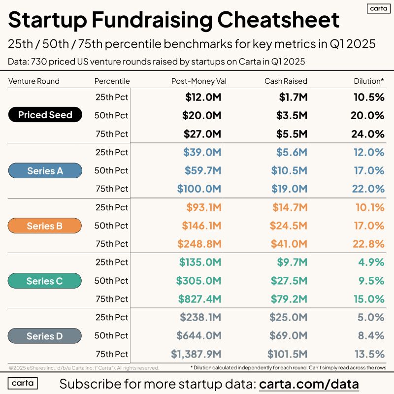 Q1 2025 VC Round Data Cheatsheet for Founders