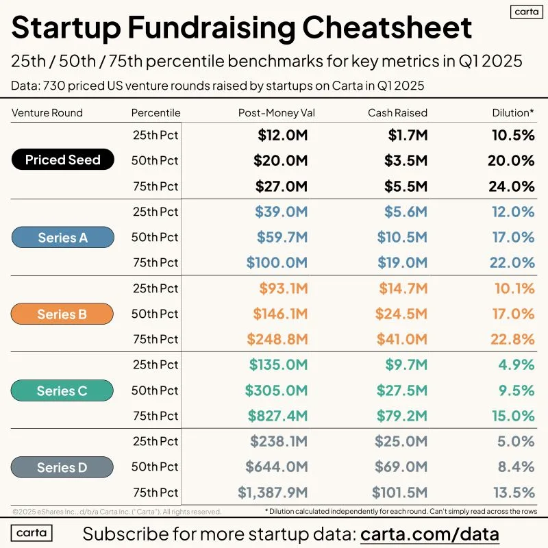 Q1 2025 VC Round Data Cheatsheet for Founders