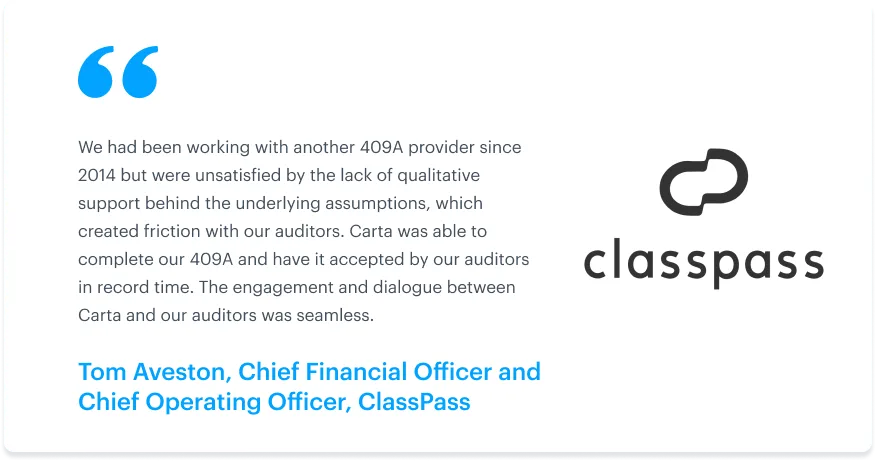 Carta 409A valuations for late-stage, private companies