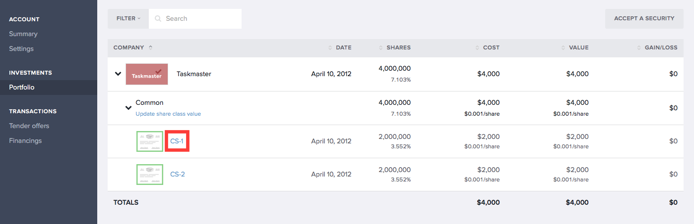 Contacting security issuers in Carta