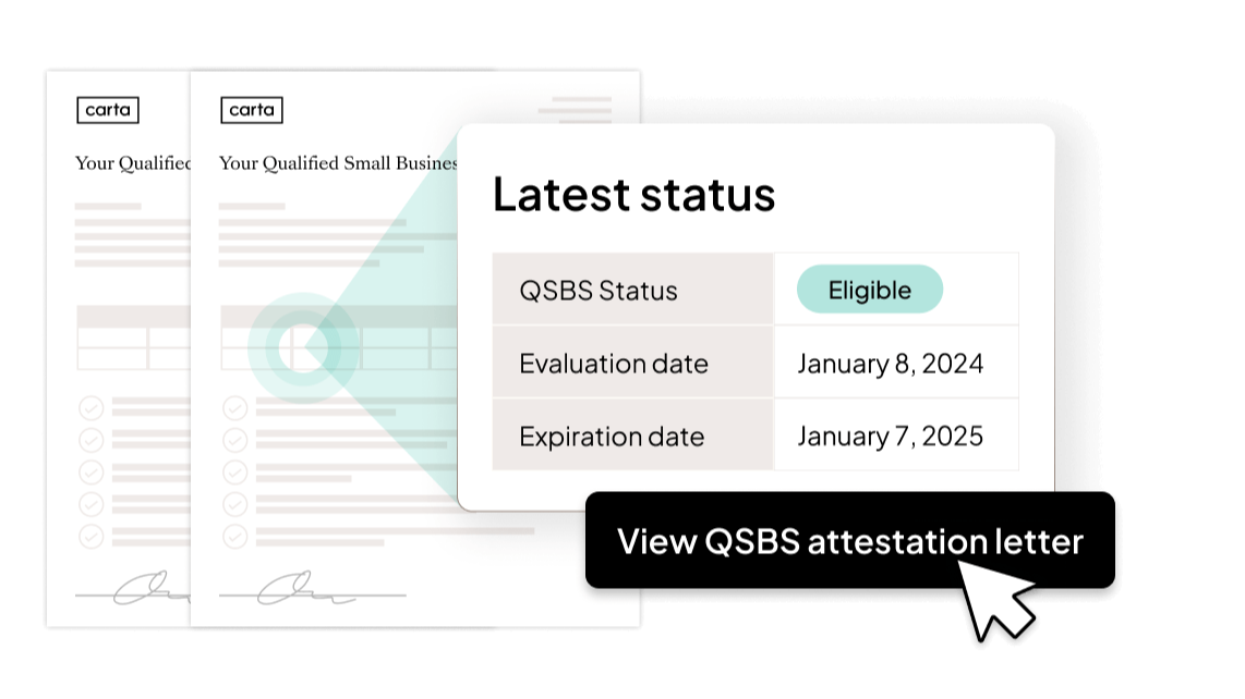 UI of QSBS letters and status