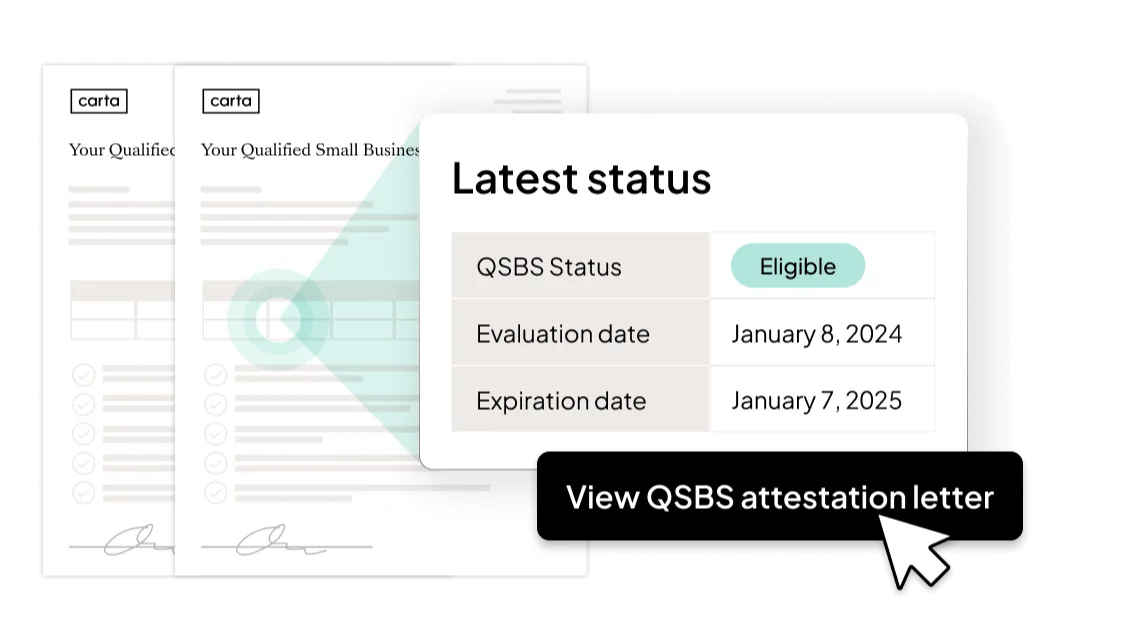 UI of QSBS letters and status