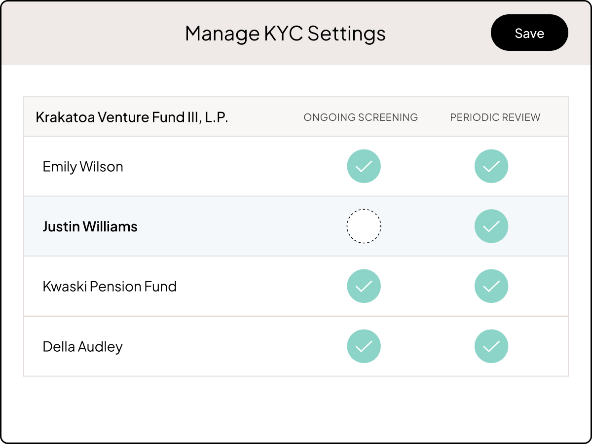 Product UI | KYC | "KYC settings" | US & UK