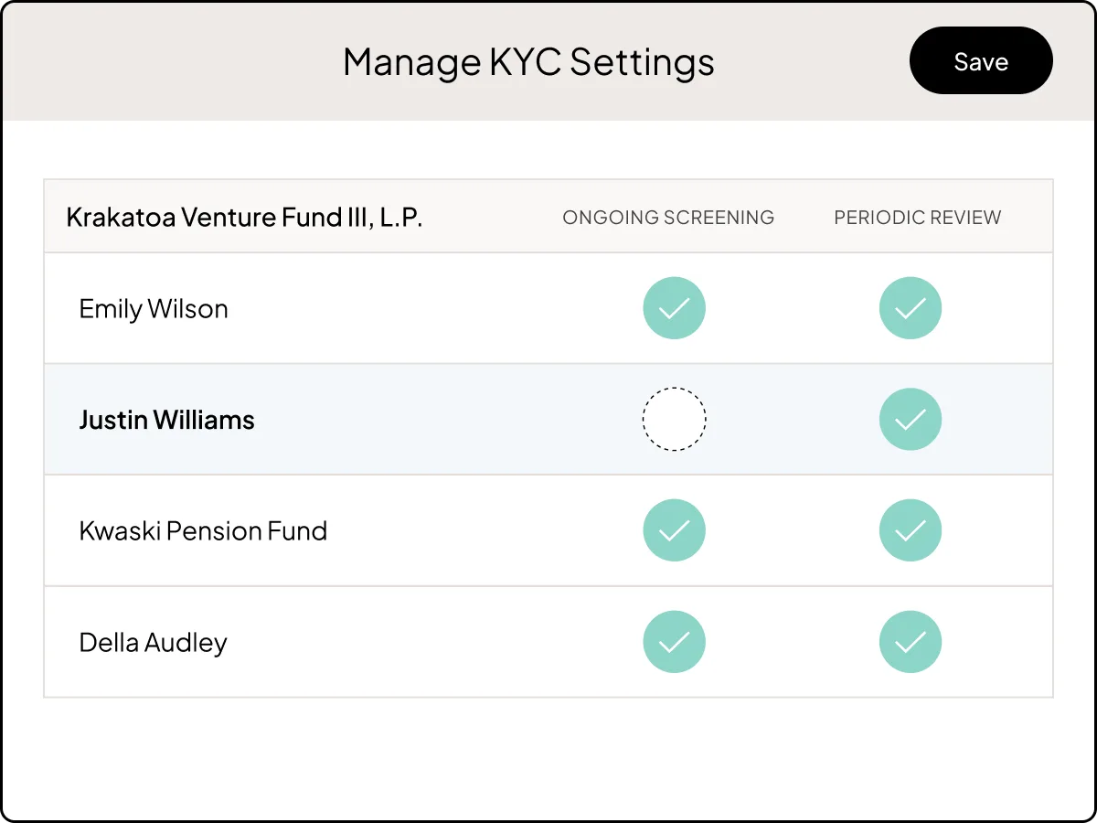 Product UI | KYC | "KYC settings" | US & UK