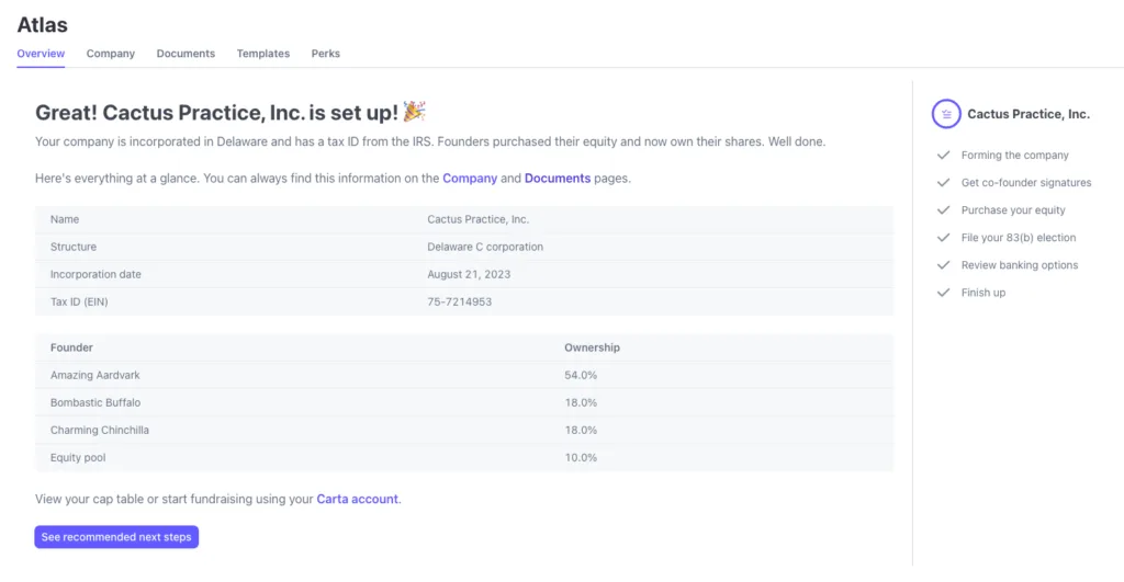 Carta integration with Stripe Atlas helps founders fundraise faster