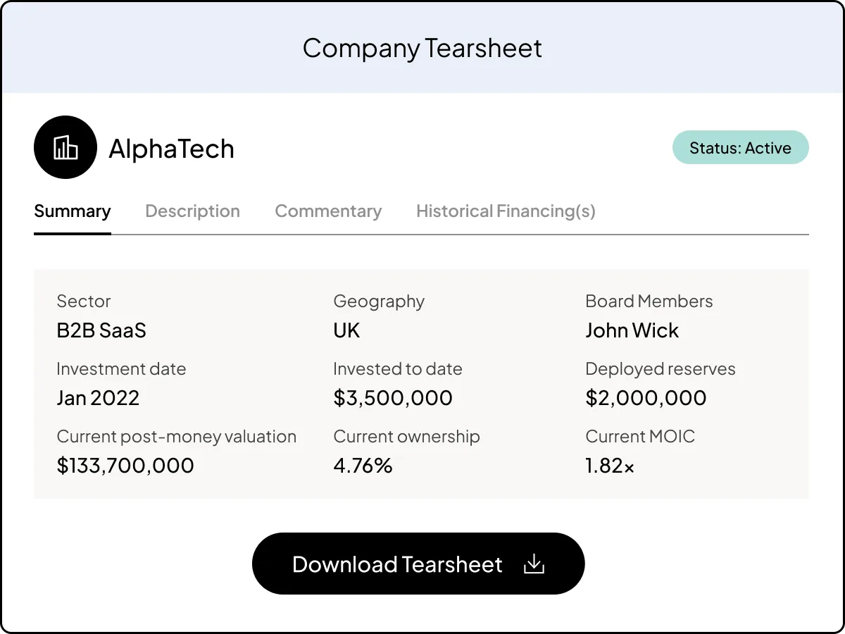 Portfolio reporting UI 3