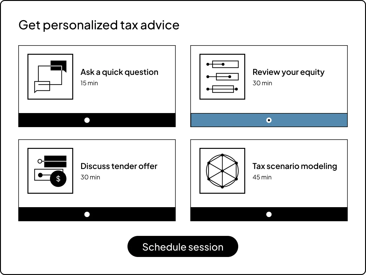 Equity advisory product screen