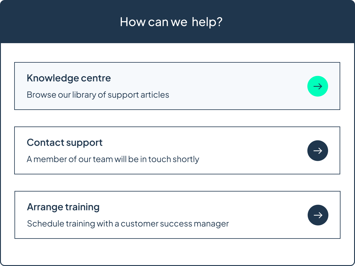 Onboarding and support graphic