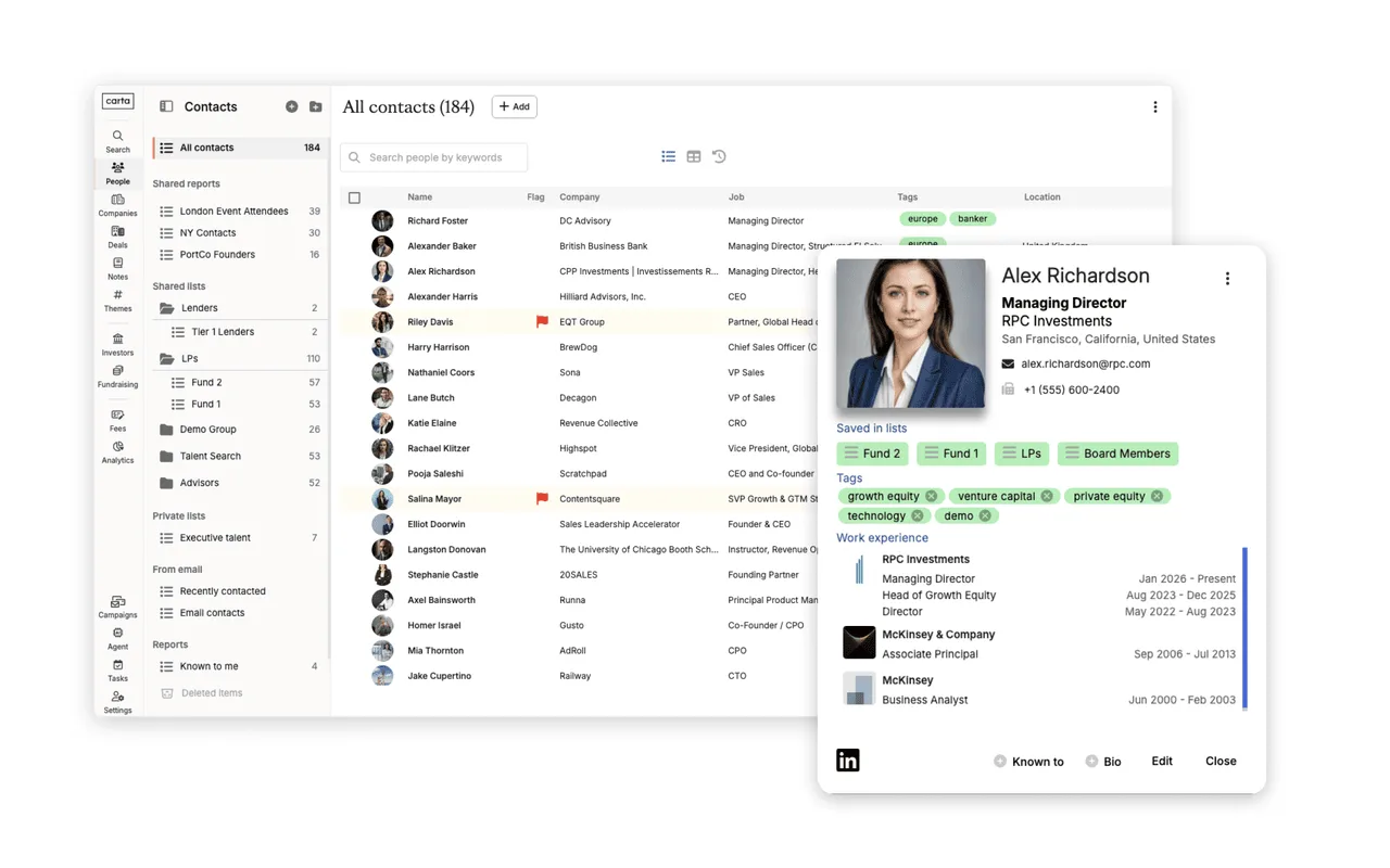 Carta CRM chrome extension
