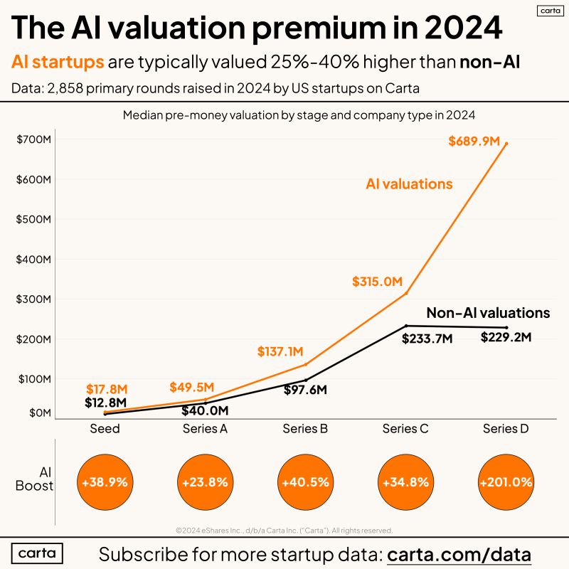 The AI Valuation Premium Stayed Hot Throughout 2024