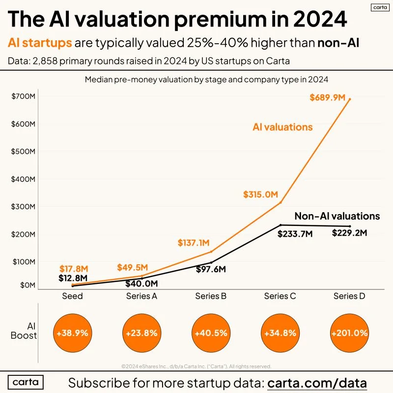 The AI Valuation Premium Stayed Hot Throughout 2024