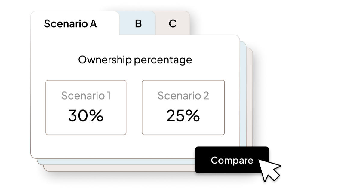 Cap Table UI | Feature | Product Page | "Scenario modeling