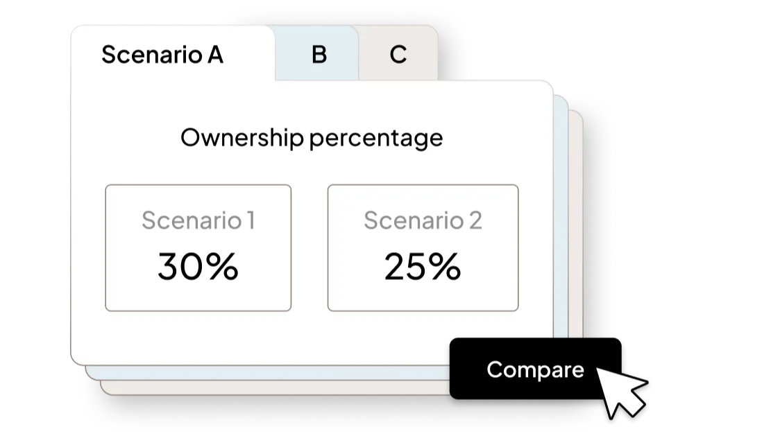 Cap Table UI | Feature | Product Page | "Scenario modeling