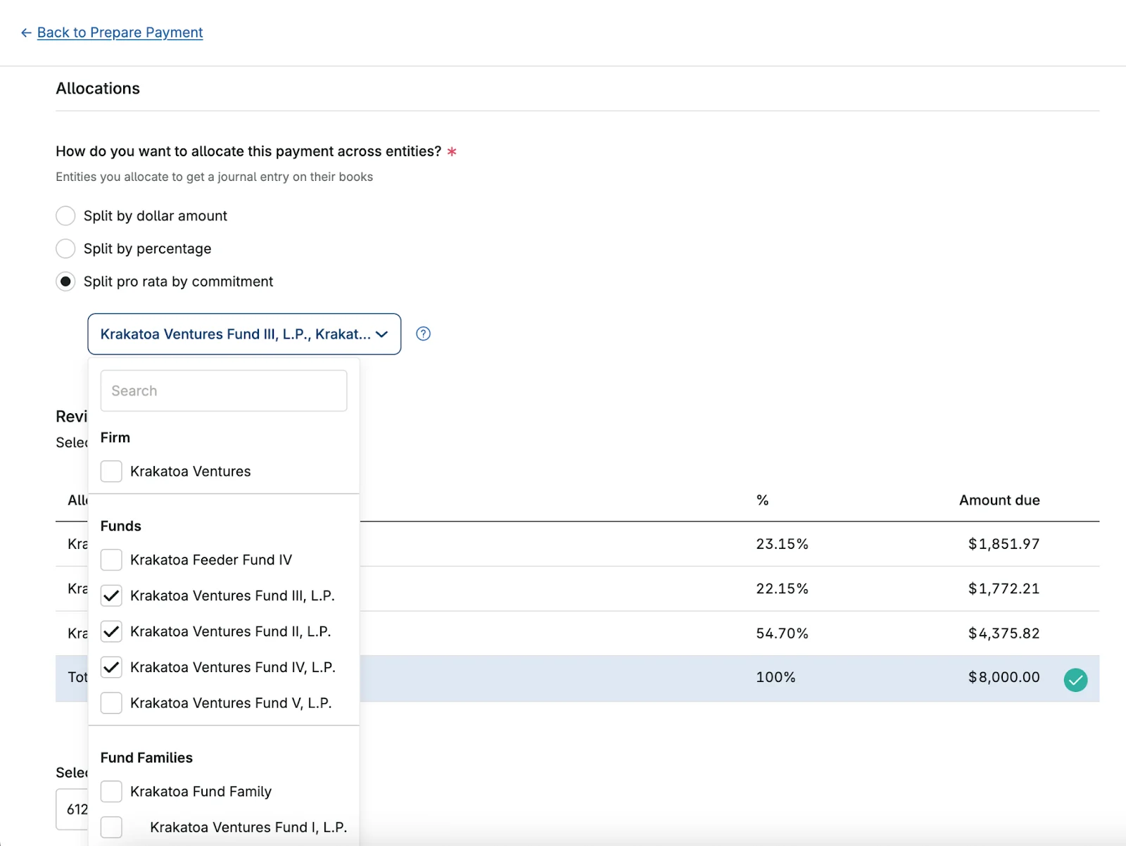 expense allocations screenshot