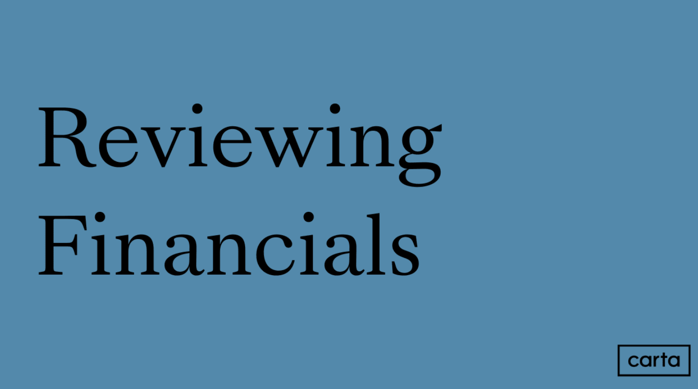 FA Certification Program - Reviewing Financials