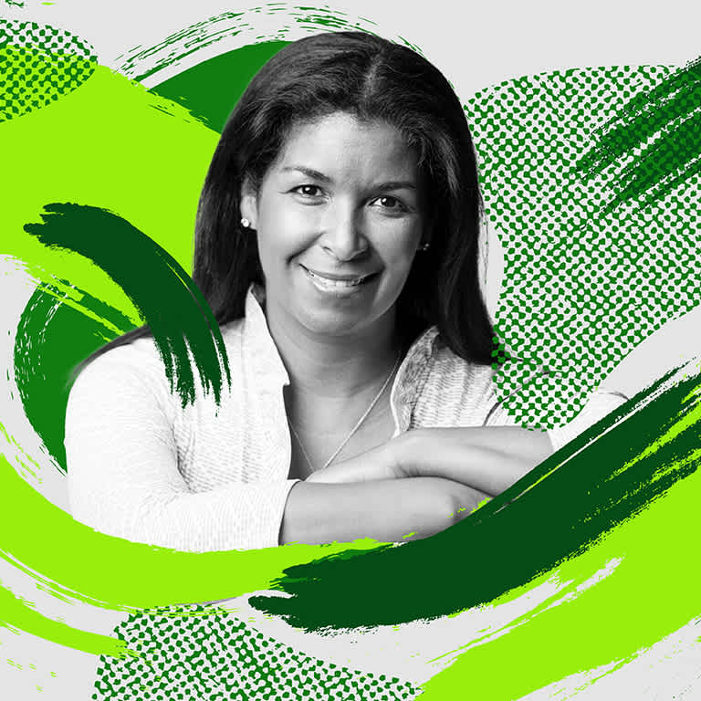 A colorful photo-illustration of Karin Kimbrough, LinkedIn’s chief economist.