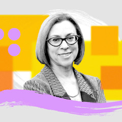 Illustrated photo of WorkLab Podcast guest Gloria Mark