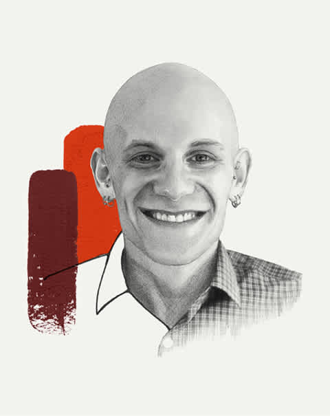 Painted portrait of a Brent Hecht