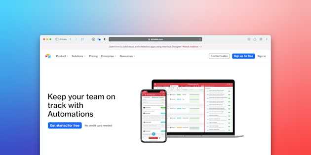 screenshot of Airtable Automations website