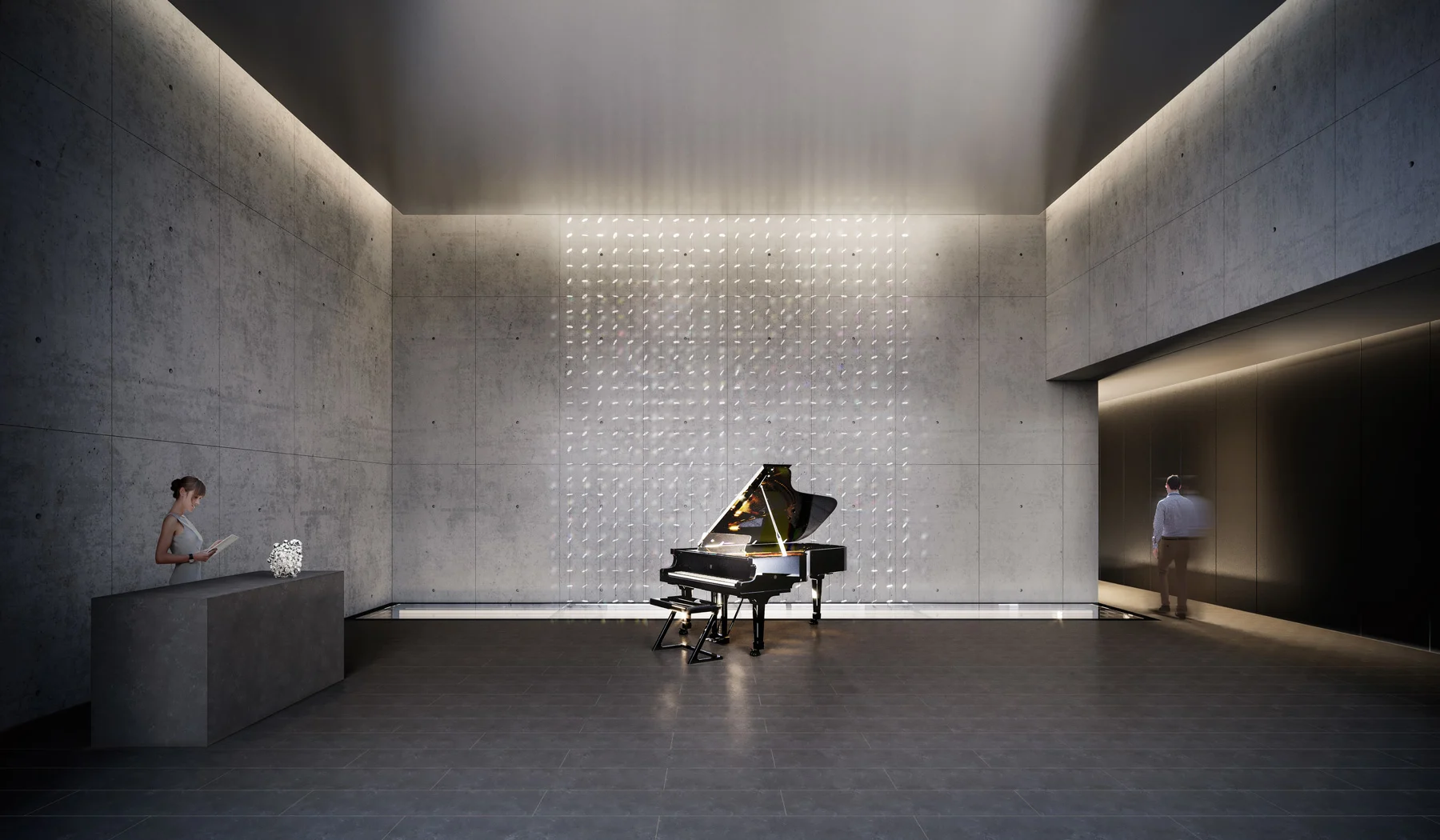 First Light, Residential Lobby, Fazioli Piano