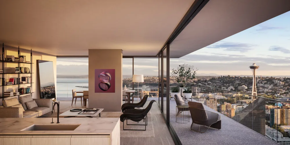 First Light, Penthouse Open Concept Dining and Living Room
