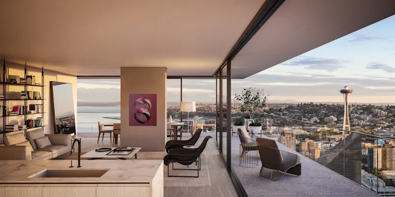 First Light, Penthouse Open Concept Dining and Living Room