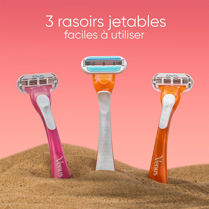 3 rasiors jetables Gillette Venus Miami Sunset