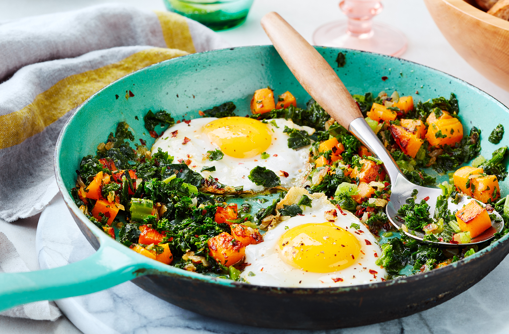 Squash and Greens Hash with Fried Eggs | PC.ca