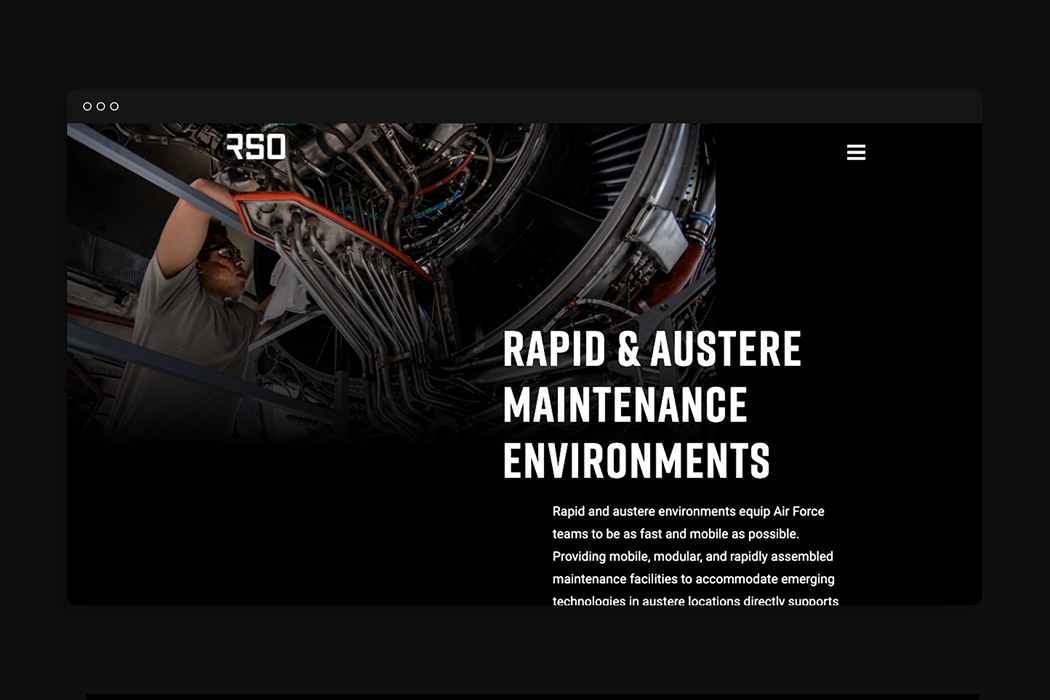 Outcast x RSO: website graphic with headline "Rapid & Austere Maintenance Improvements"