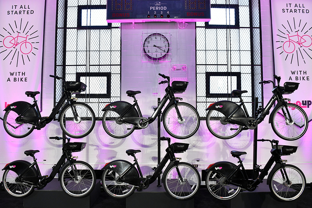 Bikes on wall at LyftUp event