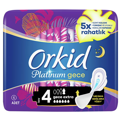 Orkid Platinum Night Extra (Boy 4) Hijyenik Ped Kanatları 6 Ped