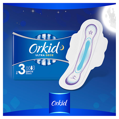 Orkid Ultra Extra Gece (Boy 3) Hijyenik Pedler Kanatlar 6 Pedler