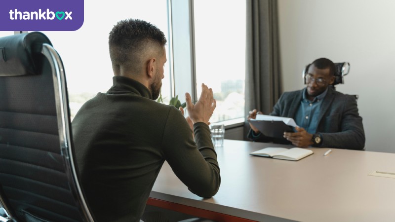 Two businessmen talking