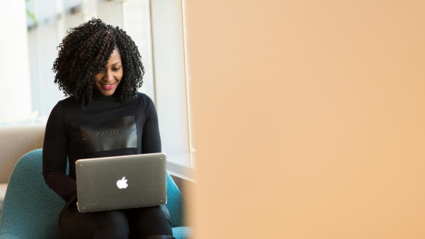 Employee using a Macbook