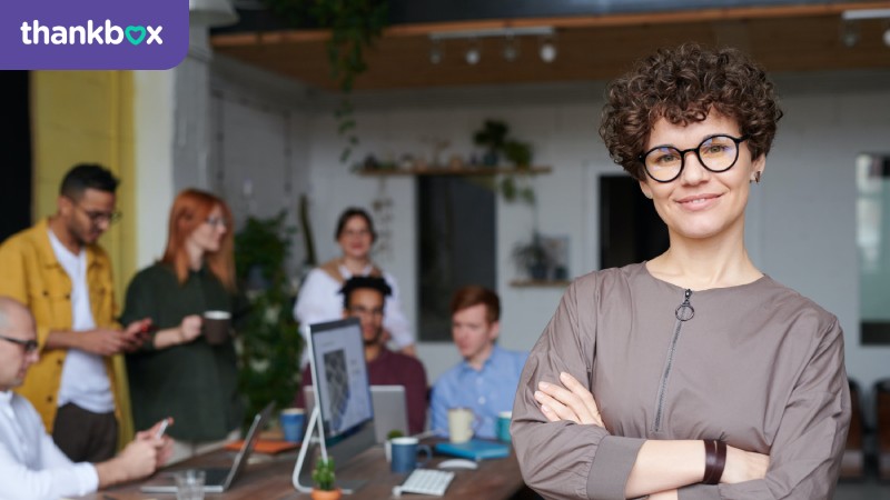 Smiling woman wearing glasses