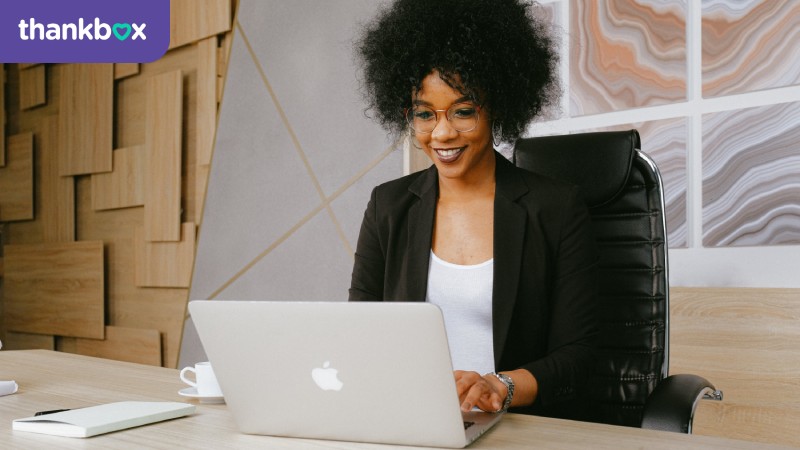 Woman working on laptop