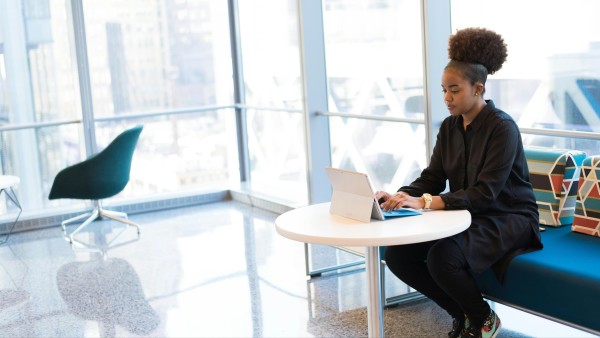 Woman using iPad