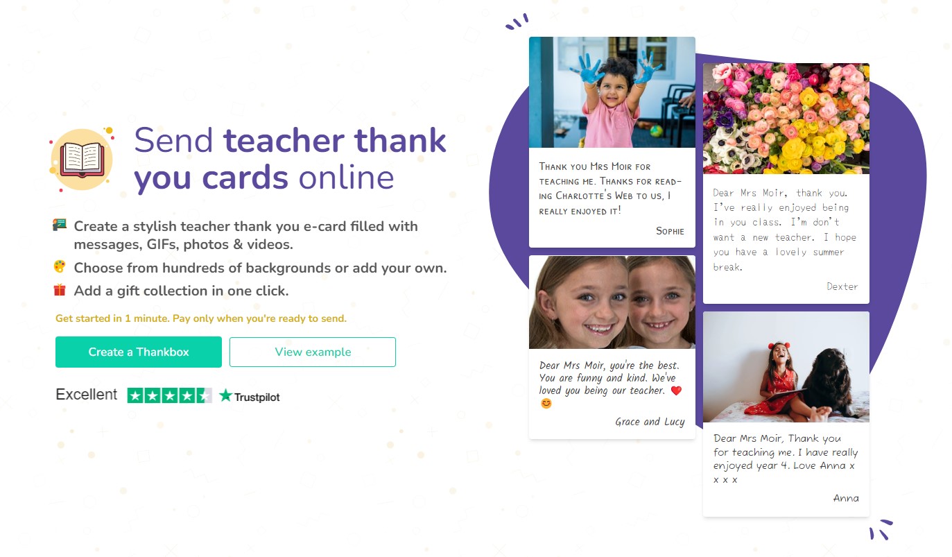 Thankbox Teacher appreciation landing page