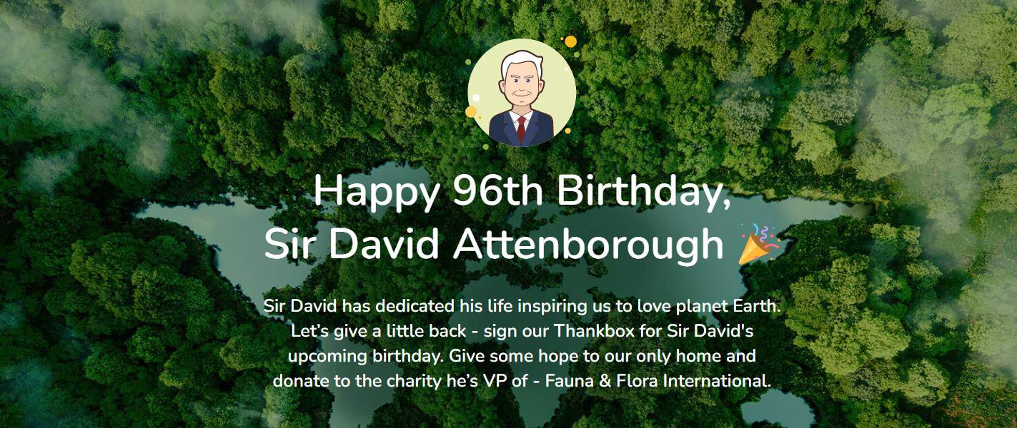 Image of David Attenborough 96th Birthday Thankbox header