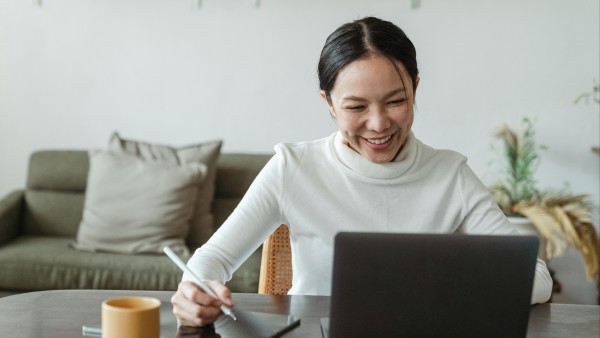 Woman working from home