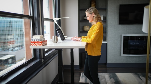 A person at a standing desk