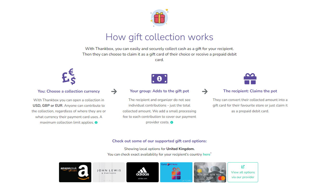 How it works - the Thankbox gift collection option