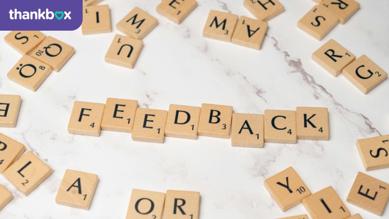 Feedback spelled on scrabble tiles