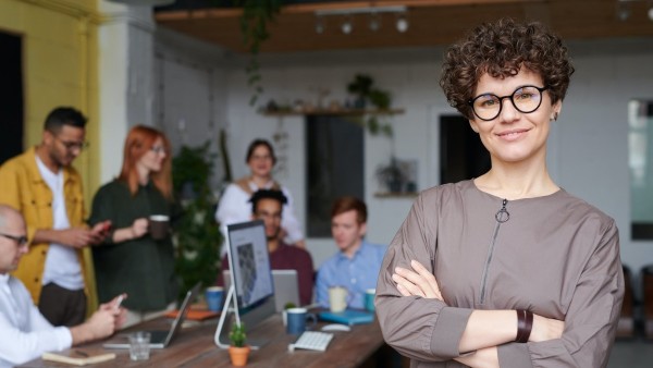 Smiling woman wearing glasses