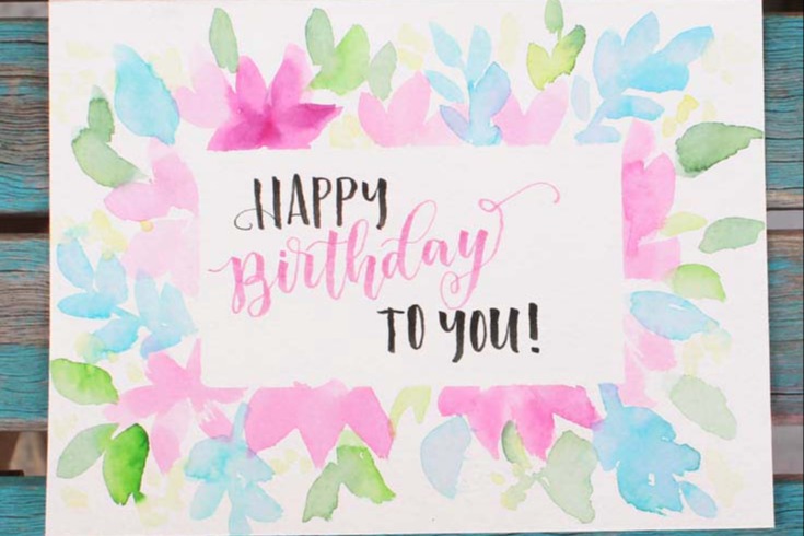 Watercolour birthday card