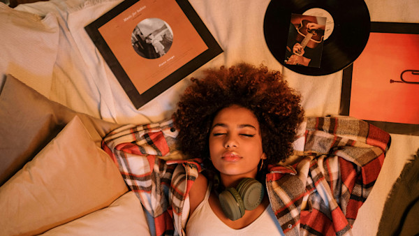 A woman lying on a bed