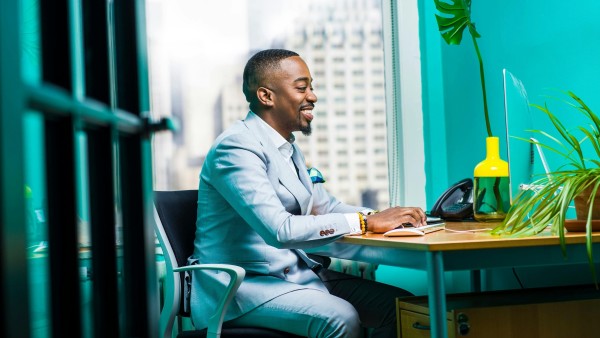 Man sitting at a desk