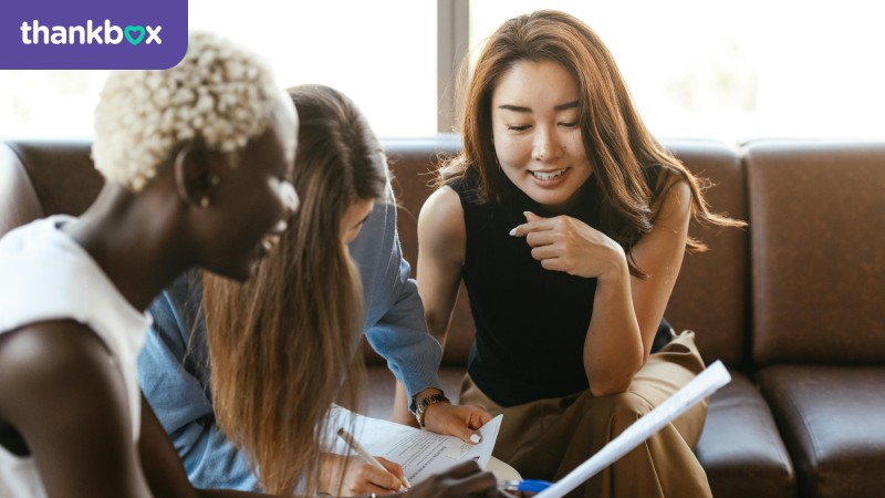 Multiethnic colleagues talking in the office